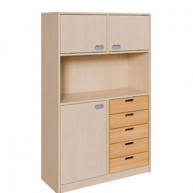 Schränke mit Mittelwand, 5 Massivholzschüben, Tür links 